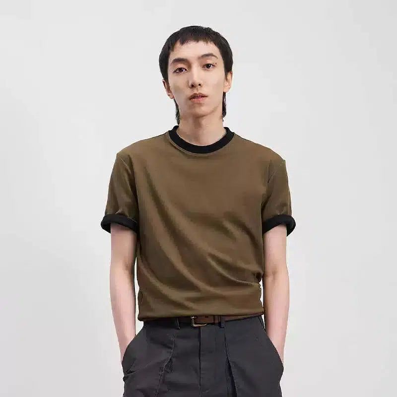 Outline Contrast Regular T-Shirt Korean Street Fashion T-Shirt By Opicloth Shop Online at OH Vault