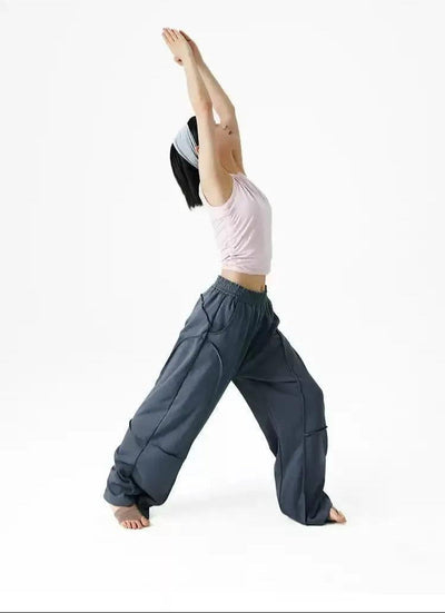 Gartered Embossed Lines Sweatpants Korean Street Fashion Pants By Crying Center Shop Online at OH Vault