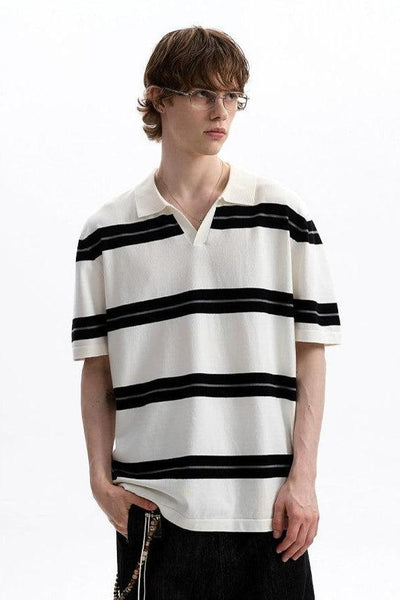 Wide Stripes Relaxed Polo Korean Street Fashion Polo By A PUEE Shop Online at OH Vault