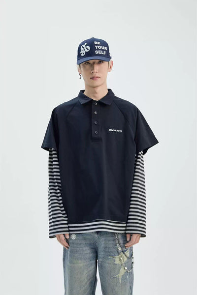 Spliced Stripes Polo Korean Street Fashion Polo By Ash Dark Shop Online at OH Vault