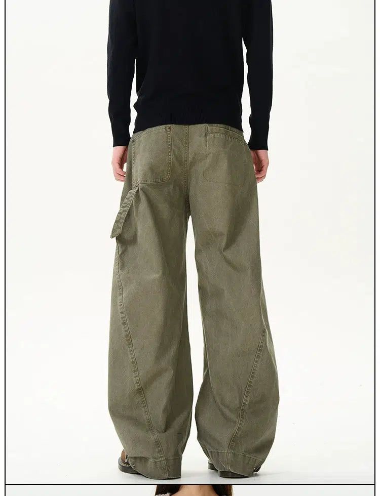 Fold Pleats Sickle-Shape Pants Korean Street Fashion Pants By 77Flight Shop Online at OH Vault