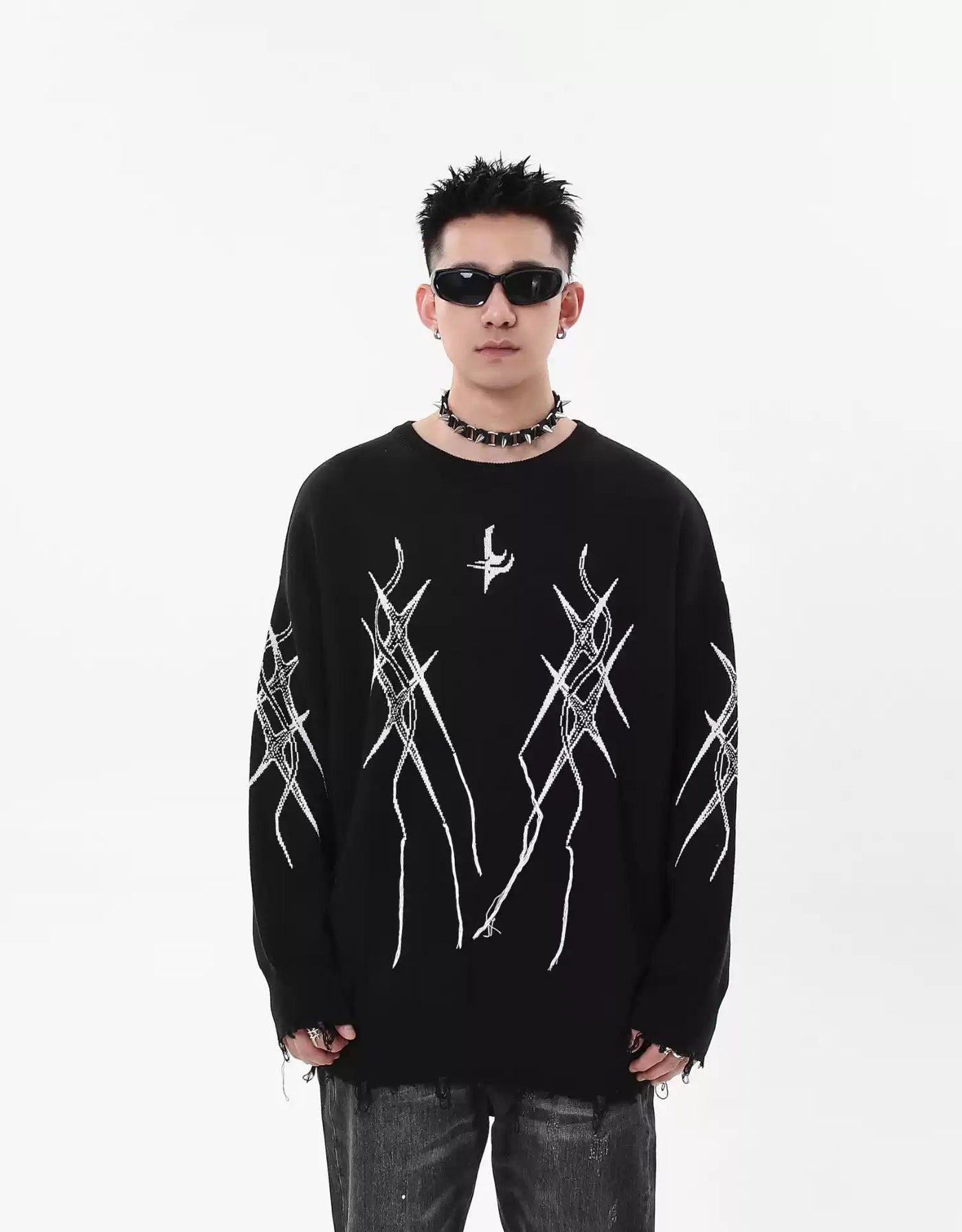 Distressed Tassel Thorn Sweater Korean Street Fashion Sweater By Blacklists Shop Online at OH Vault