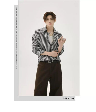 Plaid Clean Fit Shirt Korean Street Fashion Shirt By Turn Tide Shop Online at OH Vault
