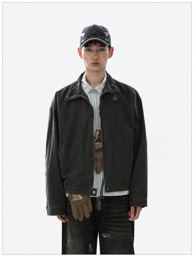 Faded Wash Zipped Denim Jacket Korean Street Fashion Jacket By Mr Nearly Shop Online at OH Vault