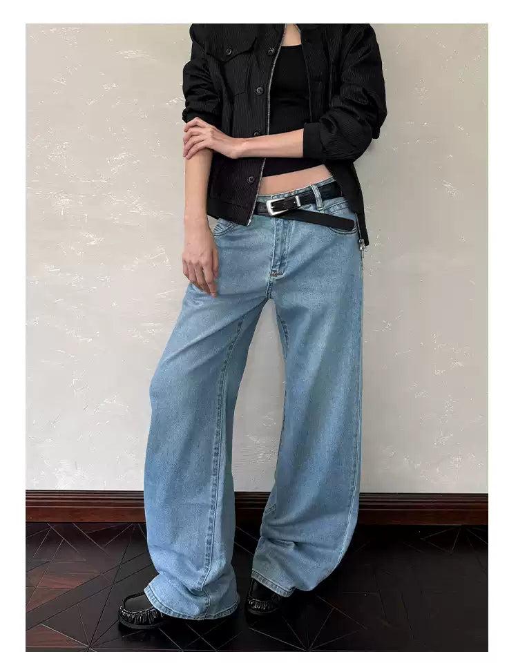Light Washed Straight Cut Jeans Korean Street Fashion Jeans By A PUEE Shop Online at OH Vault