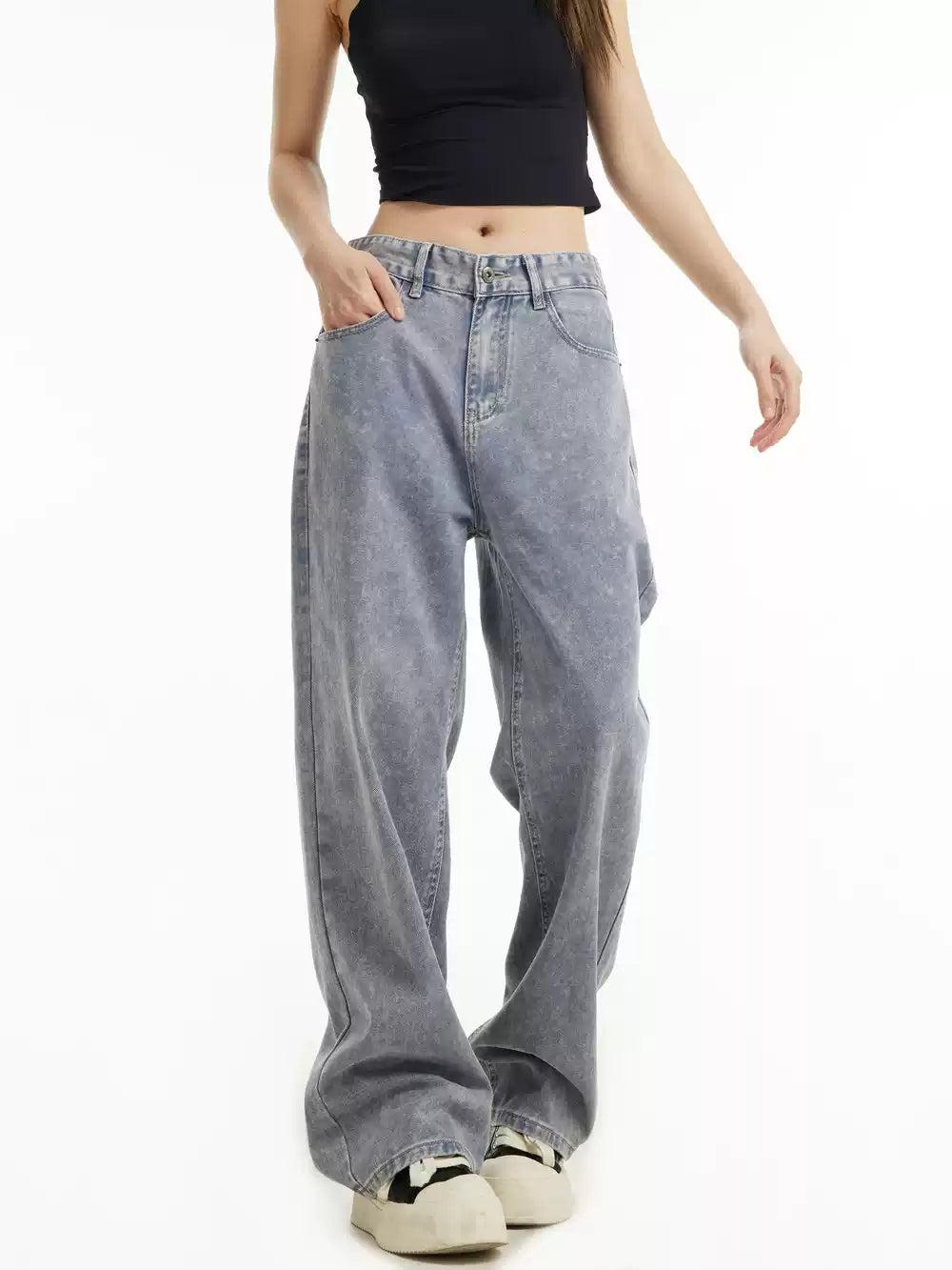 Faded & Washed Straight Jeans Korean Street Fashion Jeans By INS Korea Shop Online at OH Vault