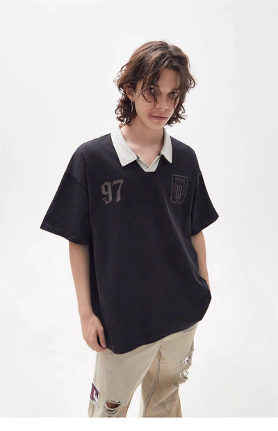Contrast Collar Casual Polo Korean Street Fashion Polo By Ash Dark Shop Online at OH Vault