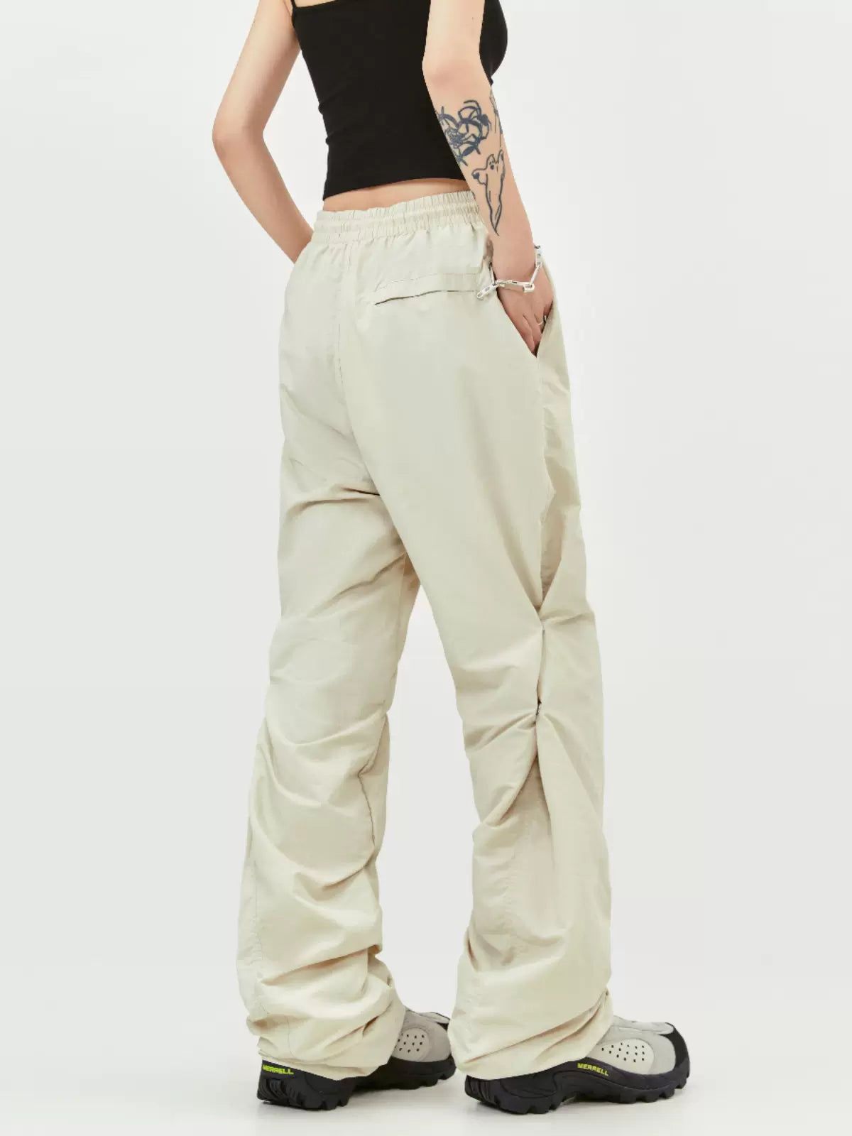 Drawstring Snap Button Pleated Pants Korean Street Fashion Pants By Made Extreme Shop Online at OH Vault