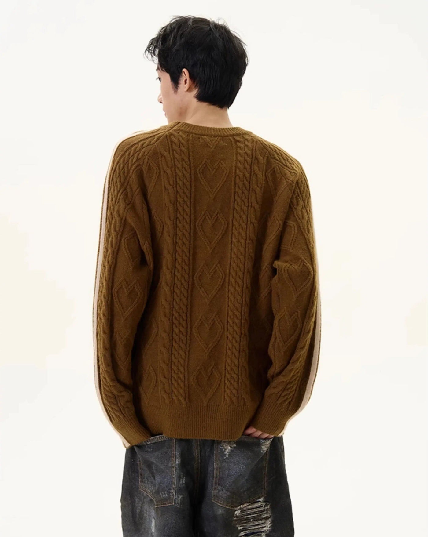 Twisted Side Stripes Sweater Korean Street Fashion Sweater By 77Flight Shop Online at OH Vault