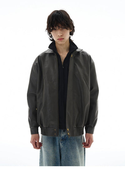 Structured PU Leather Jacket Korean Street Fashion Jacket By 77Flight Shop Online at OH Vault
