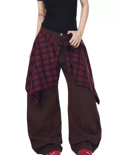 Detachable Plaid Skirt Cargo Pants Korean Street Fashion Pants By Blacklists Shop Online at OH Vault