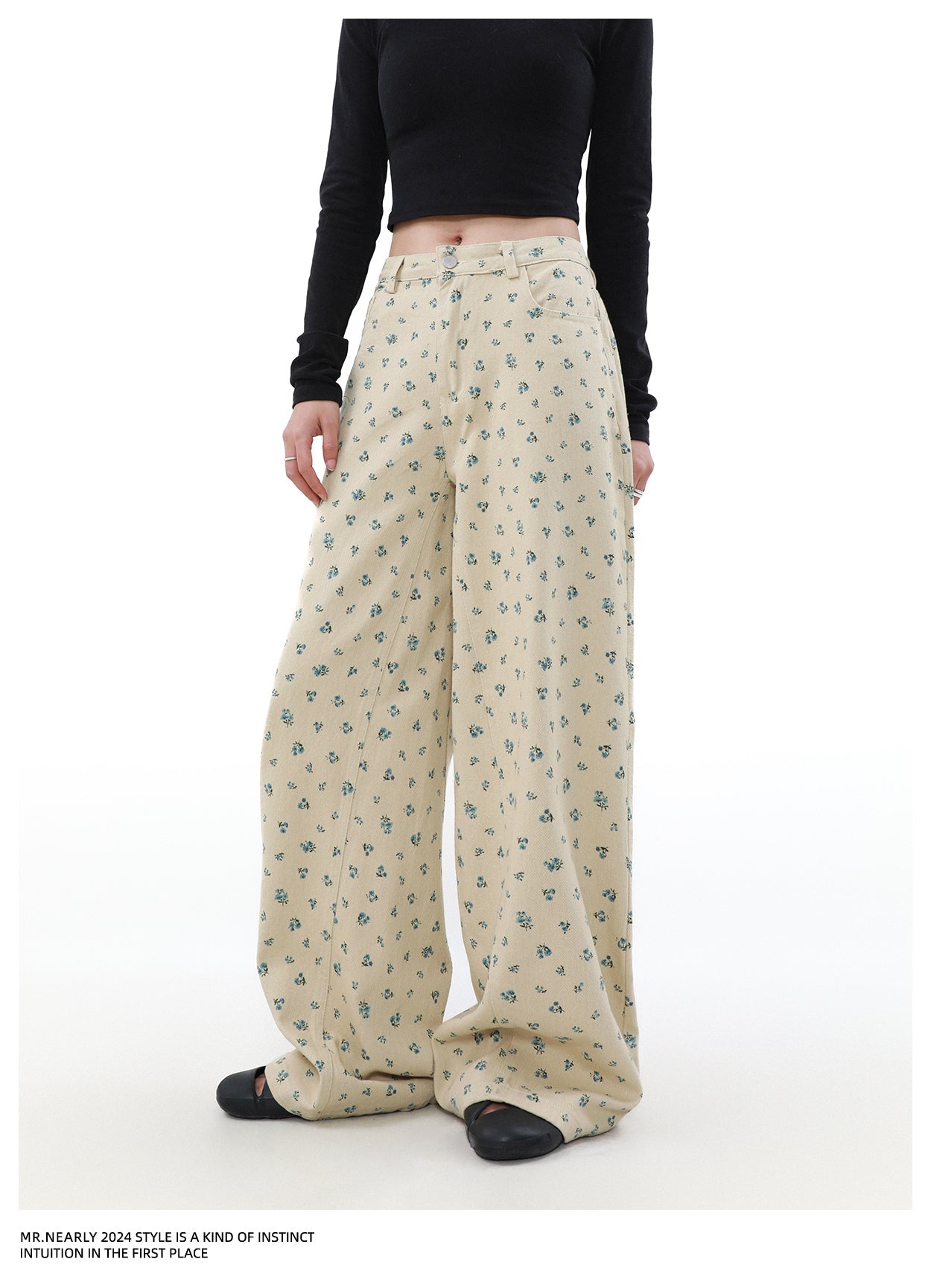 Floral Full-Print Jeans Korean Street Fashion Jeans By Mr Nearly Shop Online at OH Vault