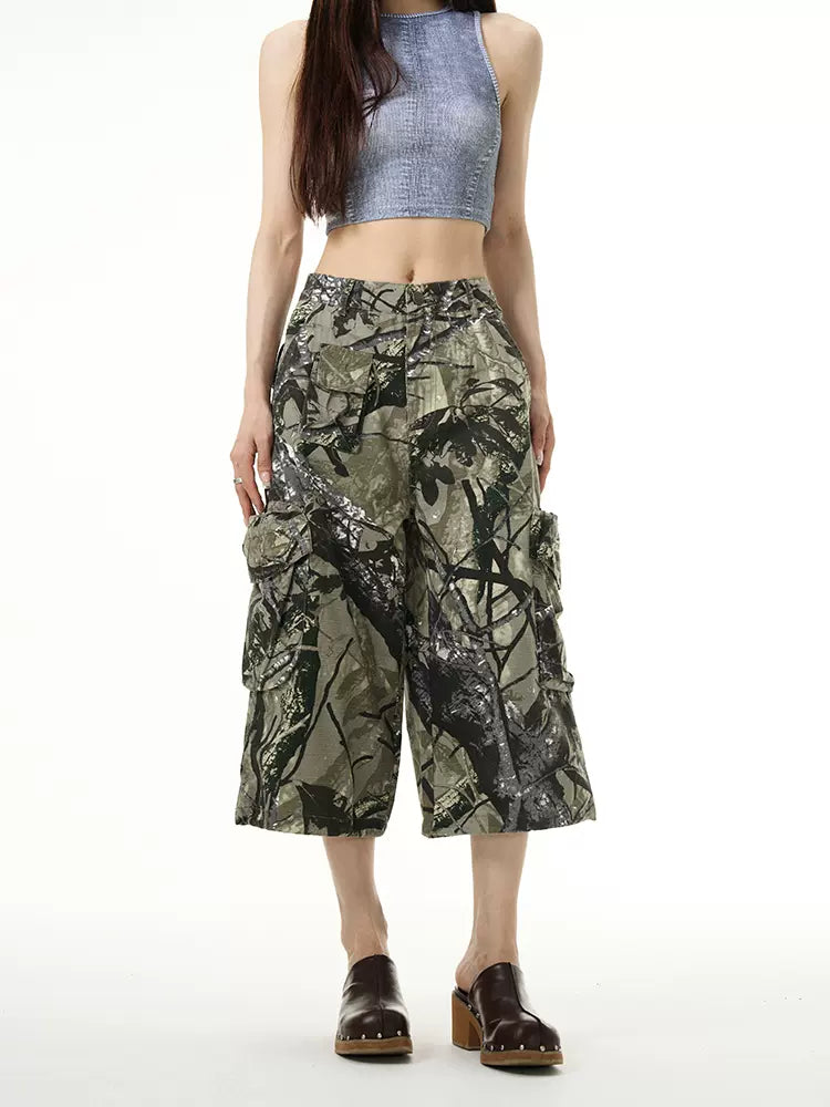 Camouflage Cargo Roomy Pants Korean Street Fashion Pants By 77Flight Shop Online at OH Vault