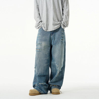 Distressed Spots Wide Jeans Korean Street Fashion Jeans By 77Flight Shop Online at OH Vault