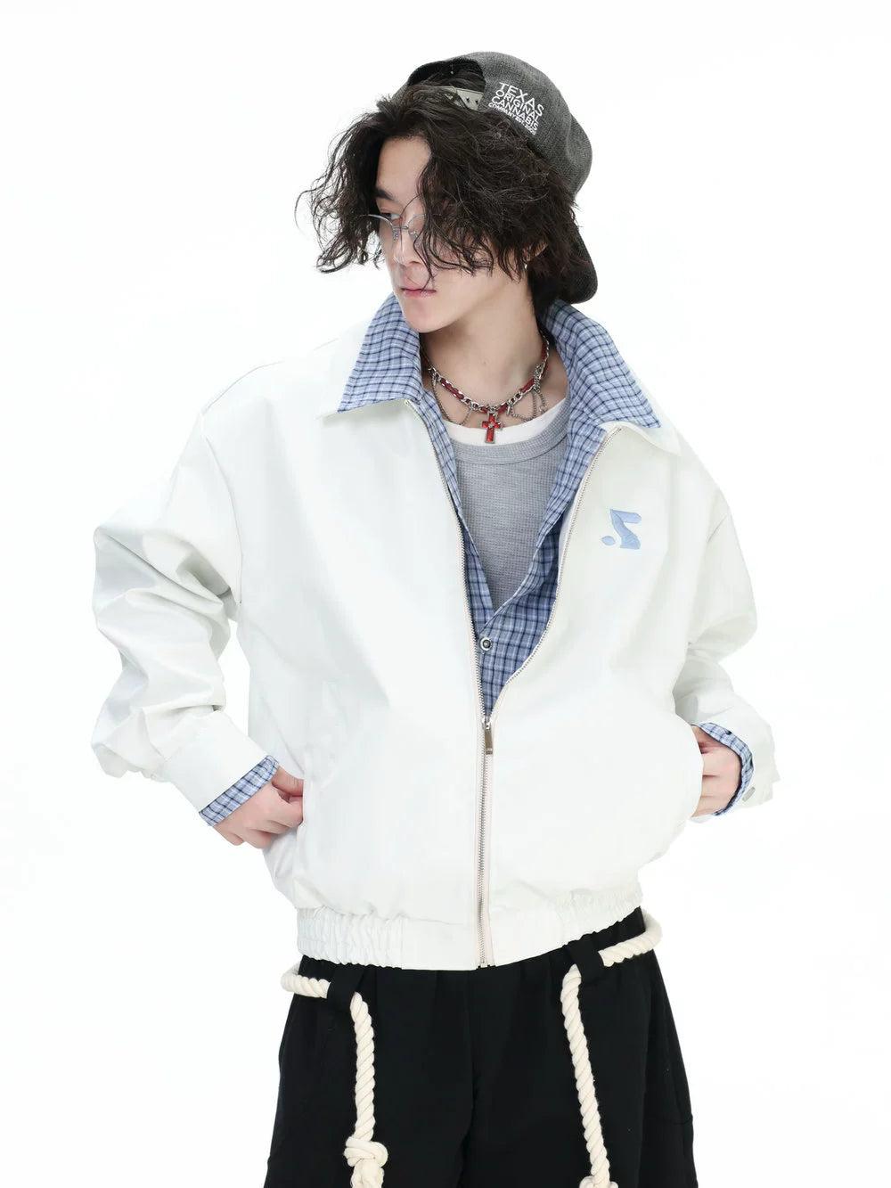 Spliced Plaid Zipped Jacket Korean Street Fashion Jacket By INS Korea Shop Online at OH Vault