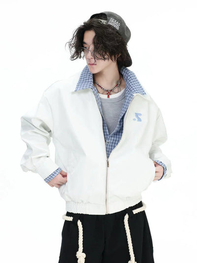 Spliced Plaid Zipped Jacket Korean Street Fashion Jacket By INS Korea Shop Online at OH Vault