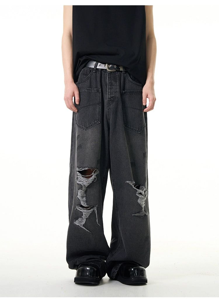 Reversed Pocket Ripped Jeans Korean Street Fashion Jeans By 77Flight Shop Online at OH Vault
