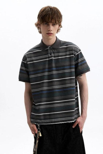 Vintage Striped Polo Korean Street Fashion Polo By A PUEE Shop Online at OH Vault