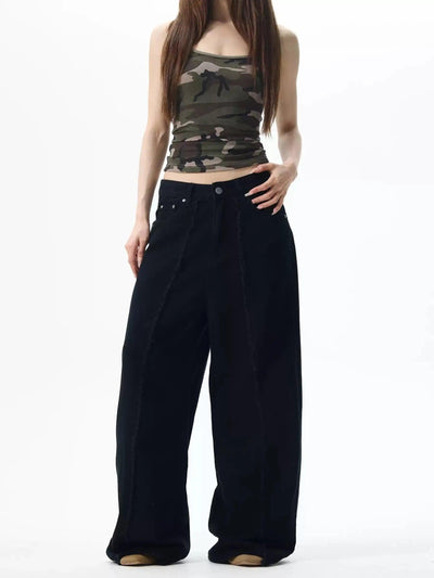Raw Edge Seamed Jeans Korean Street Fashion Jeans By 77Flight Shop Online at OH Vault