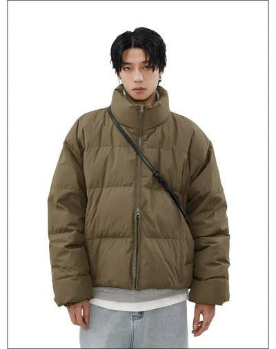 Plain Full-Zipped Down Jacket Korean Street Fashion Jacket By Mr Nearly Shop Online at OH Vault