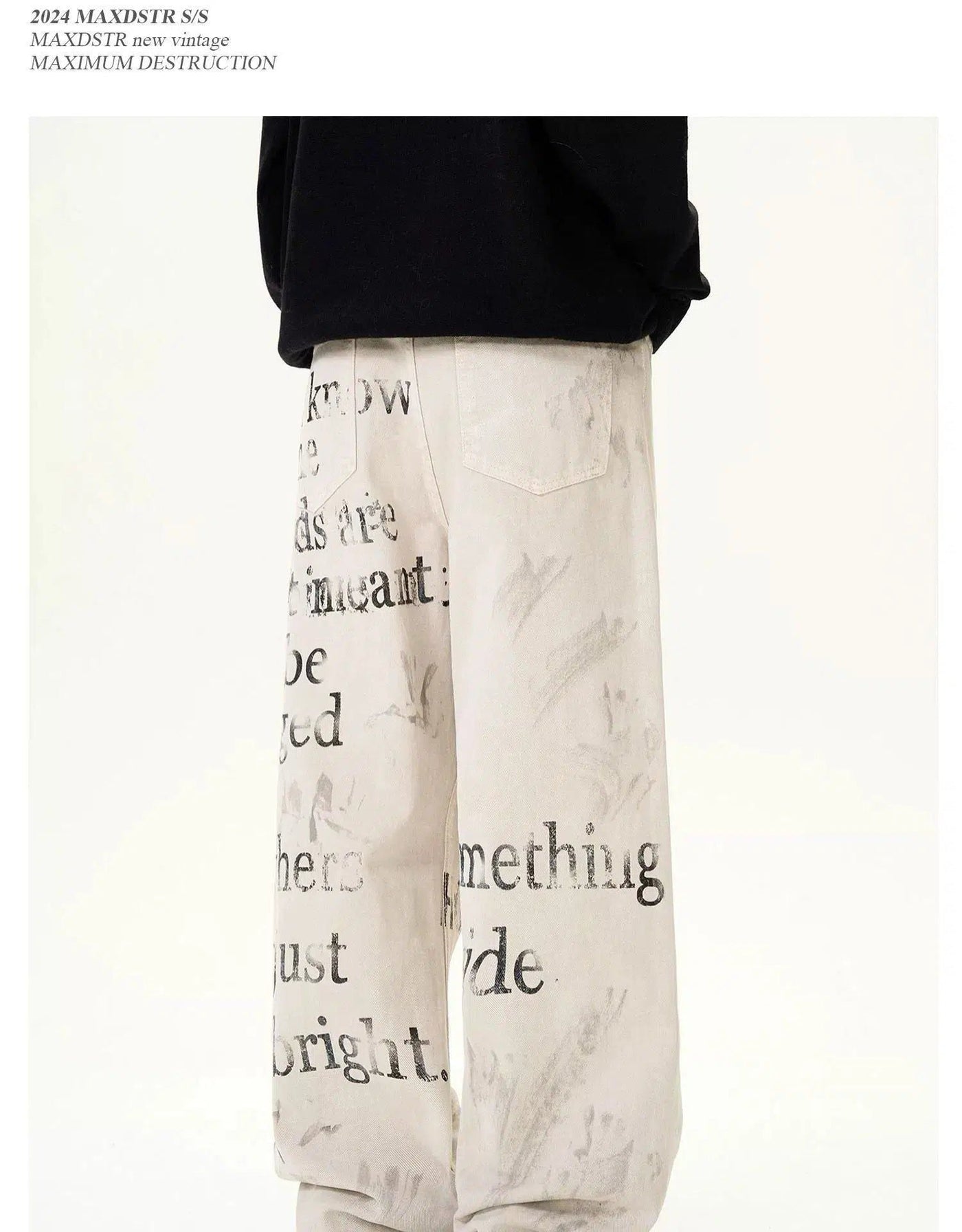 Faded Slogan Print Jeans Korean Street Fashion Jeans By MaxDstr Shop Online at OH Vault