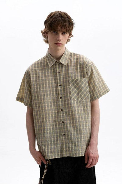 Vintage Front Pocket Plaid Shirt Korean Street Fashion Shirt By A PUEE Shop Online at OH Vault