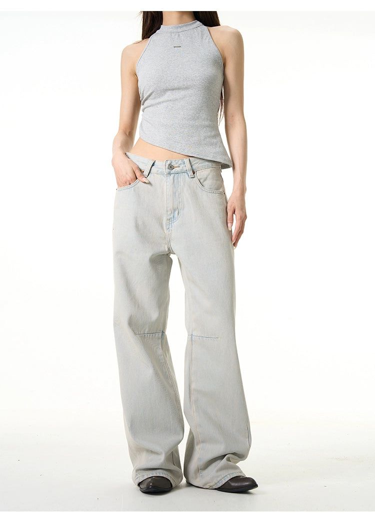Light Color Washed Jeans Korean Street Fashion Jeans By 77Flight Shop Online at OH Vault