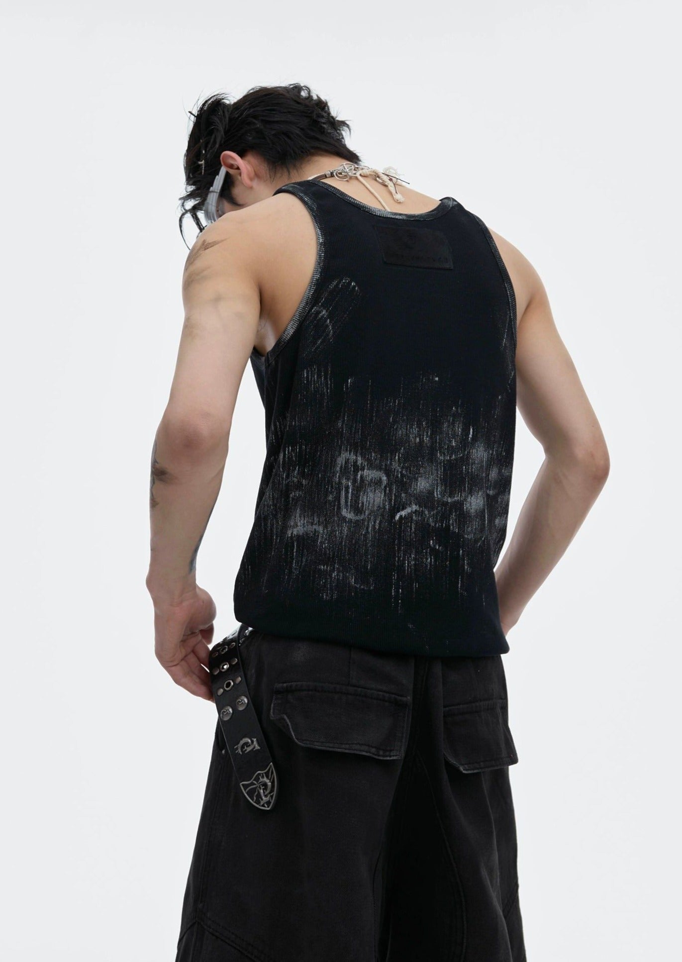 Smudged Workwear Tank Top Korean Street Fashion Tank Top By Argue Culture Shop Online at OH Vault
