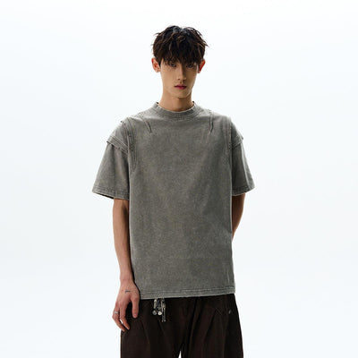 Washed Distressed Cut T-Shirt Korean Street Fashion T-Shirt By A PUEE Shop Online at OH Vault