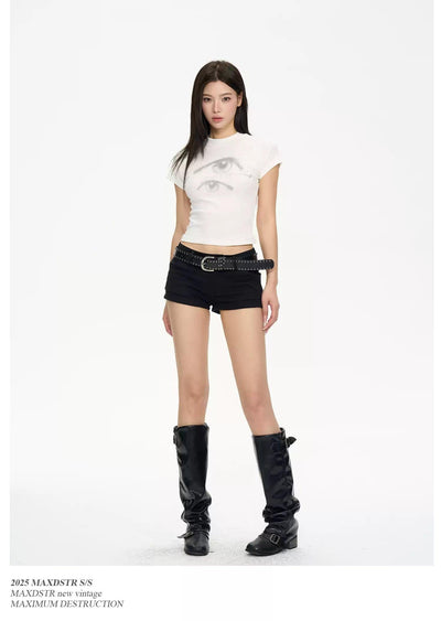 Eyes Graphic Cropped T-Shirt Korean Street Fashion T-Shirt By MaxDstr Shop Online at OH Vault