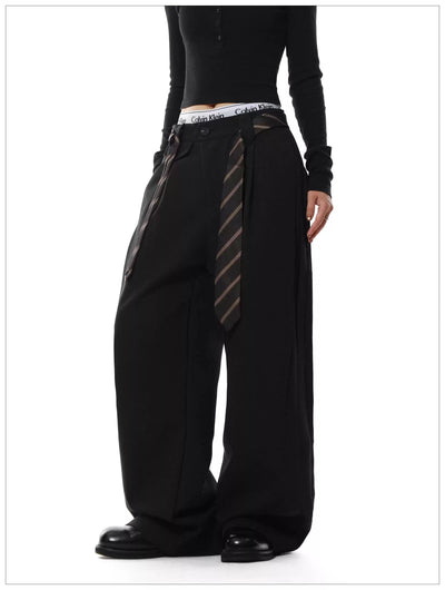 Pleated Belt Strap Trousers Korean Street Fashion Trousers By Mr Nearly Shop Online at OH Vault