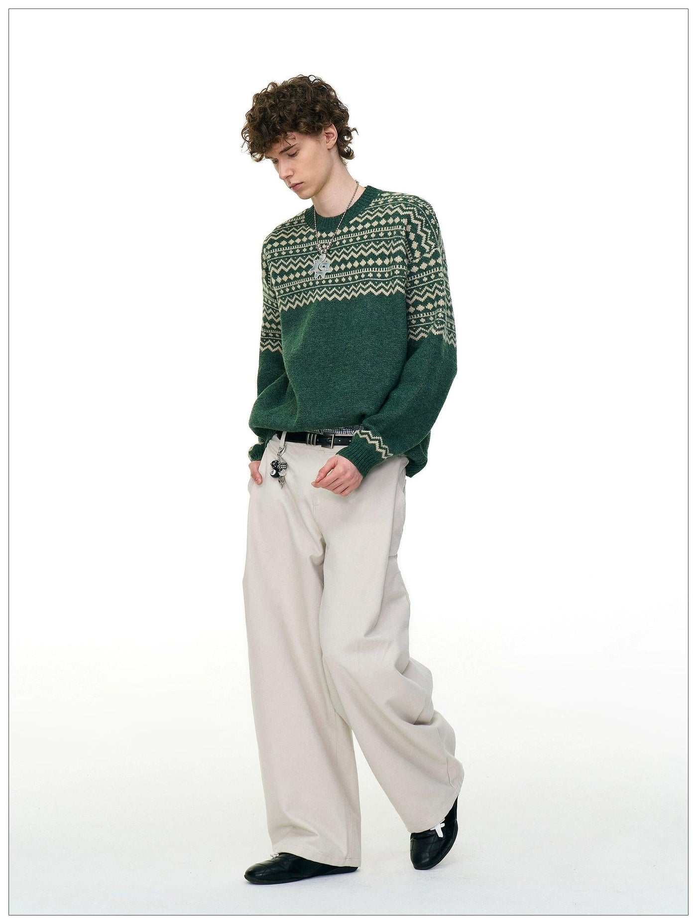 Contrast Tribal Detail Sweater Korean Street Fashion Sweater By Mr Nearly Shop Online at OH Vault