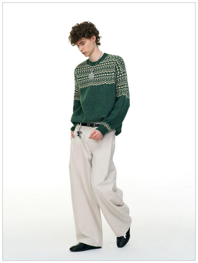 Contrast Tribal Detail Sweater Korean Street Fashion Sweater By Mr Nearly Shop Online at OH Vault
