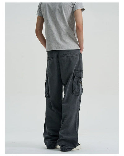 Faded Zipper Pocket Cargo Pants Korean Street Fashion Pants By A PUEE Shop Online at OH Vault