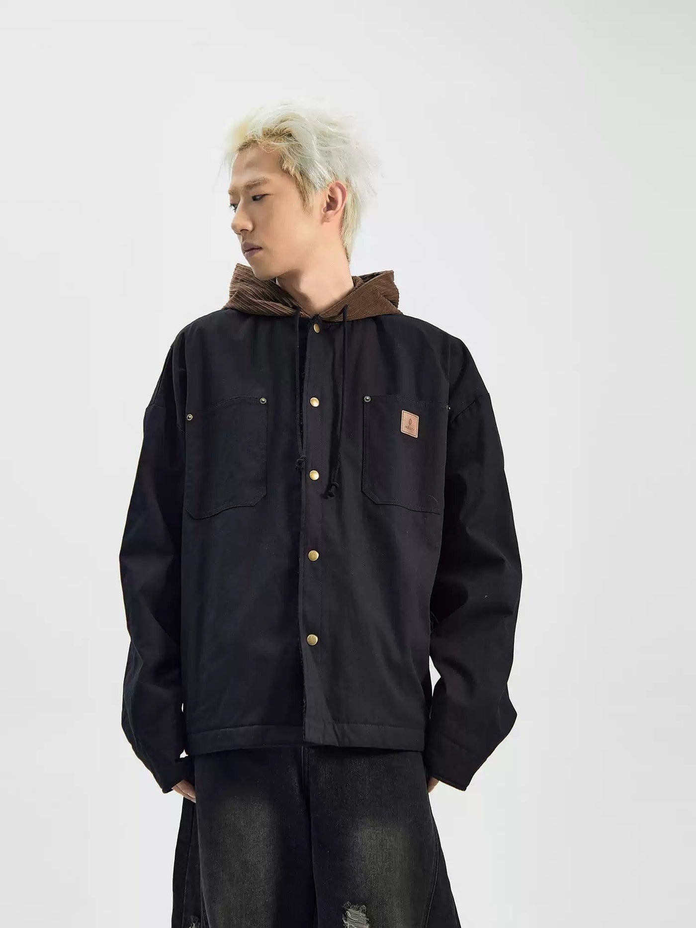 Drawstring Corduroy Hooded Jacket Korean Street Fashion Jacket By Ash Dark Shop Online at OH Vault