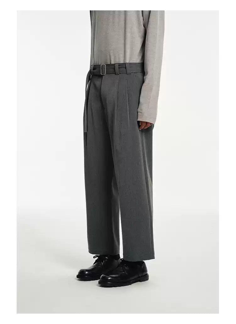 Waist Belt Pleated Cropped Trousers Korean Street Fashion Trousers By NANS Shop Online at OH Vault