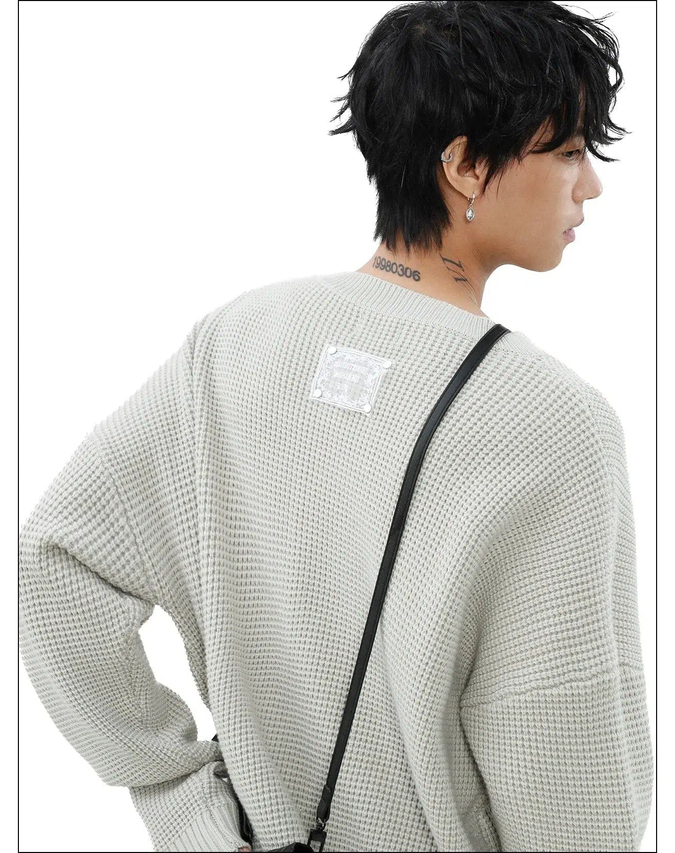 Waffle Textured V-Neck Sweater Korean Street Fashion Sweater By Mr Nearly Shop Online at OH Vault