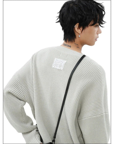 Waffle Textured V-Neck Sweater Korean Street Fashion Sweater By Mr Nearly Shop Online at OH Vault