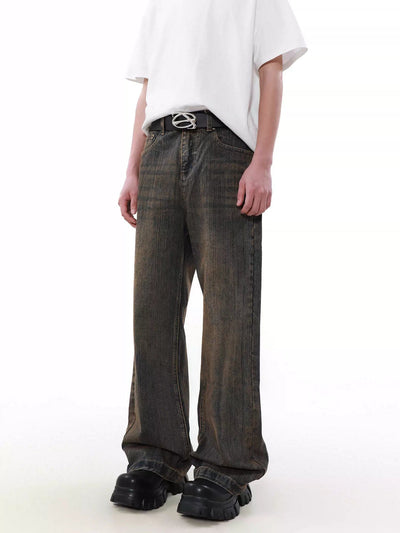 Retro Lined Washed Jeans Korean Street Fashion Jeans By Mr Nearly Shop Online at OH Vault