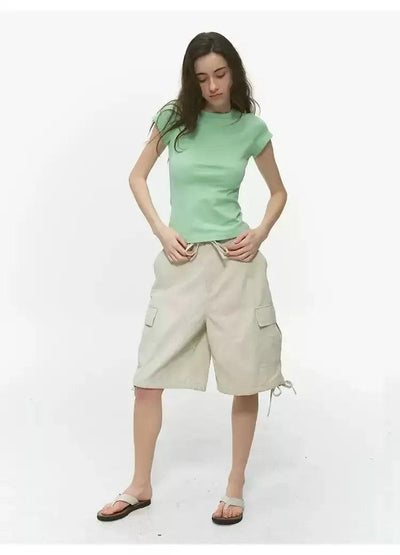 Basic Drawstring Cargo Shorts Korean Street Fashion Shorts By Country Moment Shop Online at OH Vault