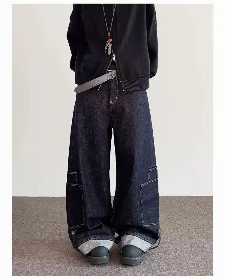 Clean Fit Rolled-Up Jeans Korean Street Fashion Jeans By A PUEE Shop Online at OH Vault