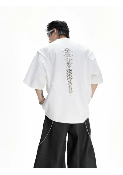 Structured Logo and Spine Print T-Shirt Korean Street Fashion T-Shirt By Argue Culture Shop Online at OH Vault