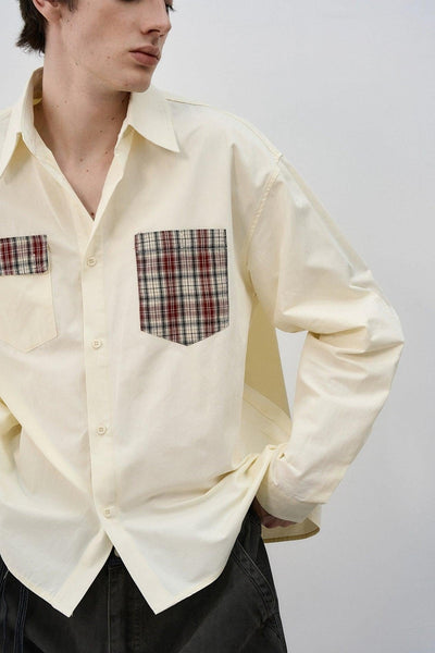 Plaid Spliced Buttoned Shirt Korean Street Fashion Shirt By MaxDstr Shop Online at OH Vault