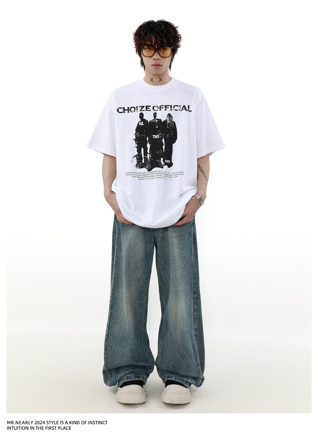 Abstract Figure Print T-Shirt Korean Street Fashion T-Shirt By Mr Nearly Shop Online at OH Vault