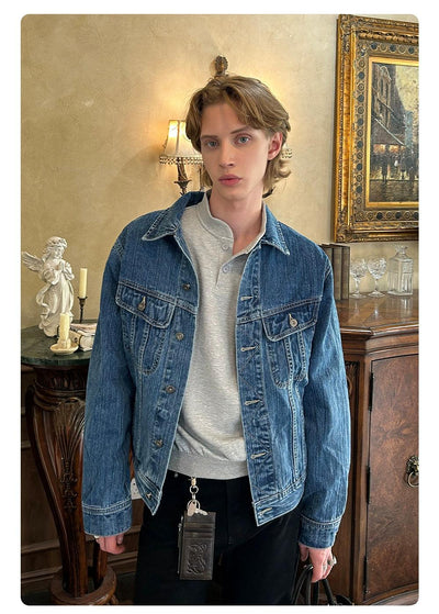 Washed Tilt Pockets Denim Jacket Korean Street Fashion Jacket By Made Extreme Shop Online at OH Vault