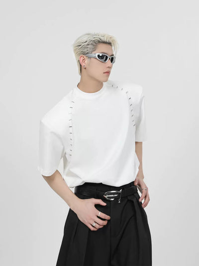 Minimal Lines Detail T-Shirt Korean Street Fashion T-Shirt By Turn Tide Shop Online at OH Vault