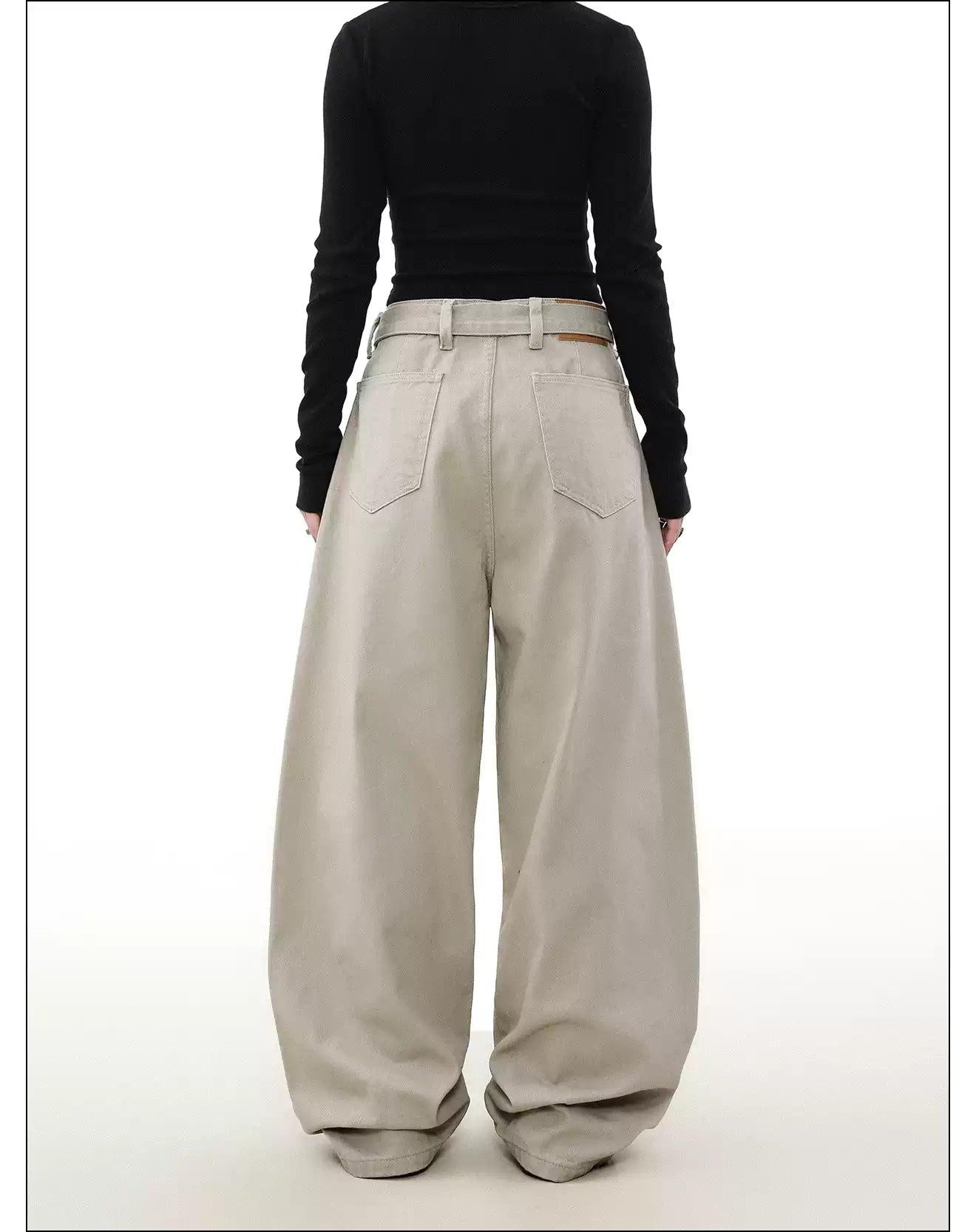 Solid Loose Belted Pants Korean Street Fashion Pants By Mr Nearly Shop Online at OH Vault