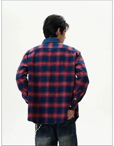 Gradient Checked Shirt Korean Street Fashion Shirt By 77Flight Shop Online at OH Vault