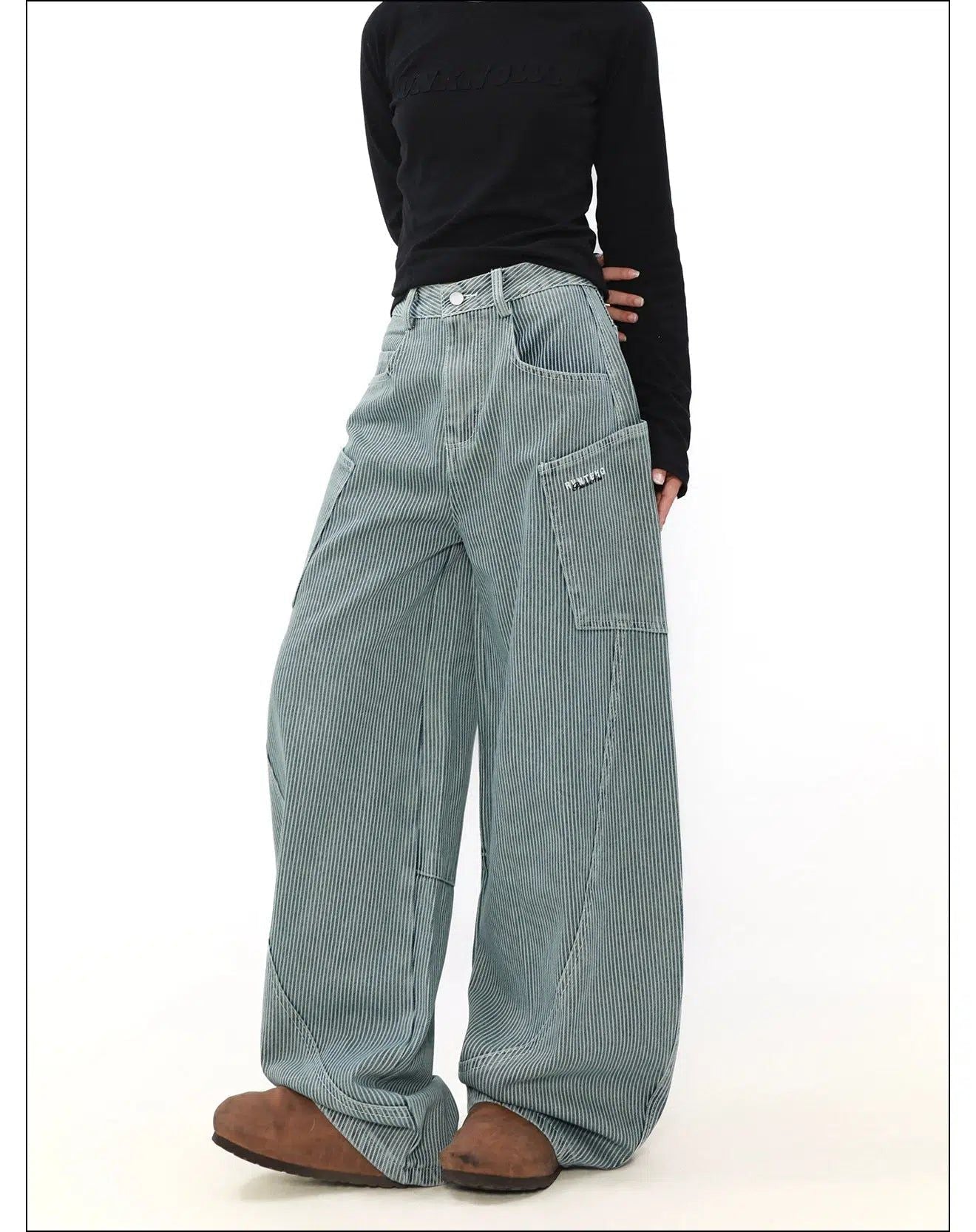 Thin Stripes Machete Jeans Korean Street Fashion Jeans By Mr Nearly Shop Online at OH Vault