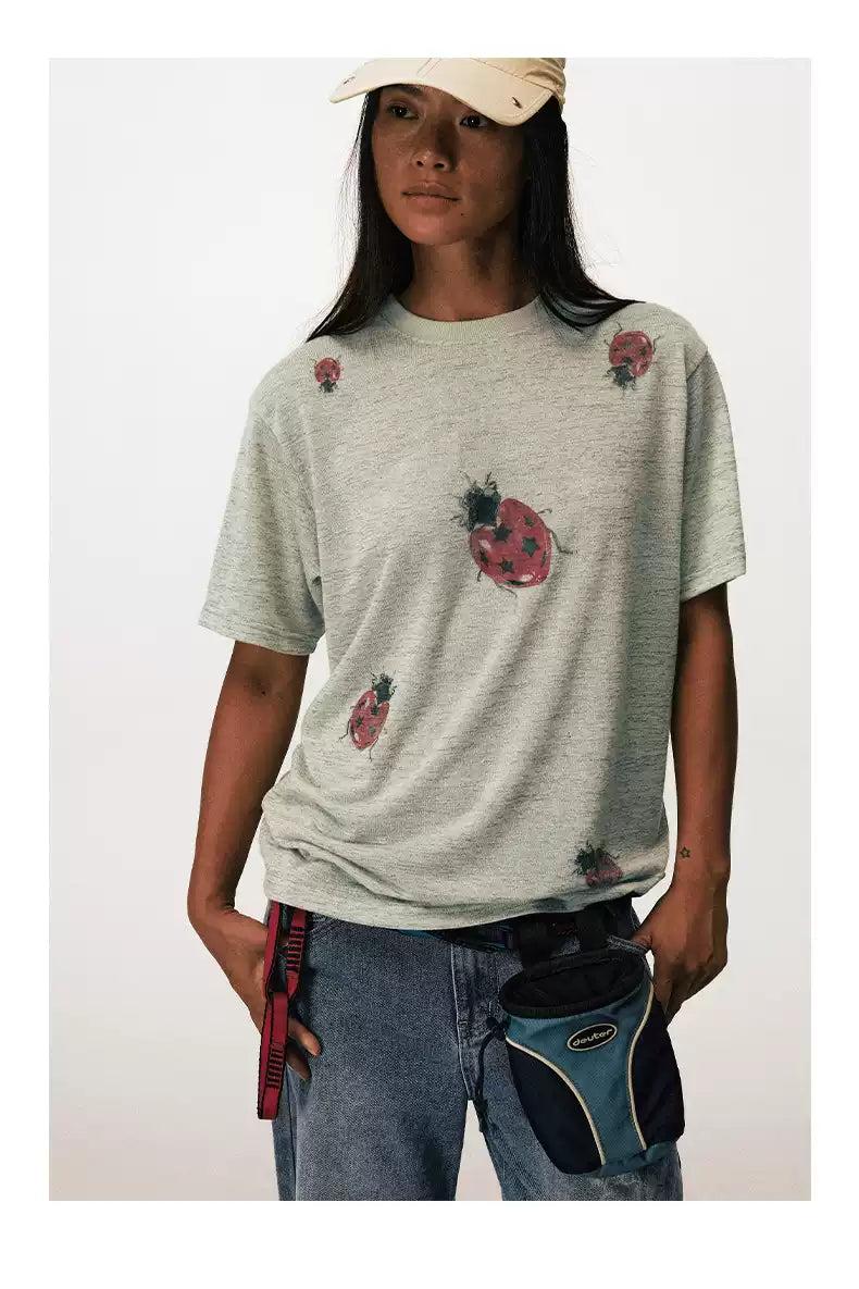Ladybugs Print T-Shirt Korean Street Fashion T-Shirt By Conp Conp Shop Online at OH Vault